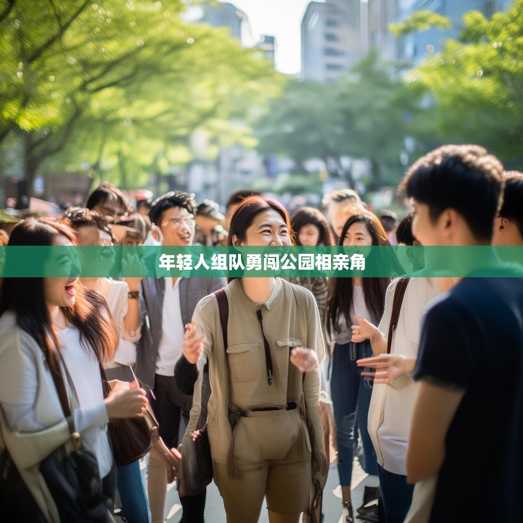年轻团队在公园相亲角中交流