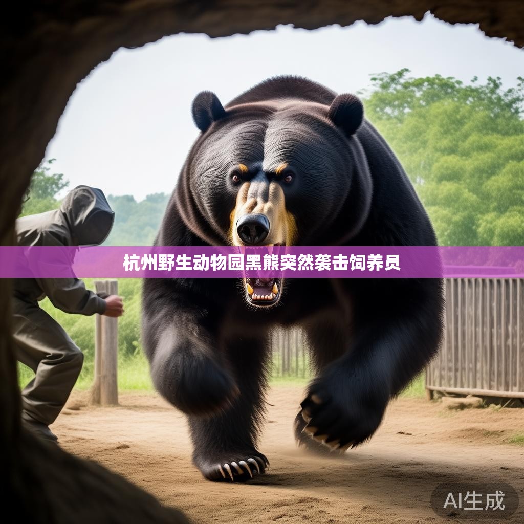 杭州野生动物园黑熊突然袭击饲养员