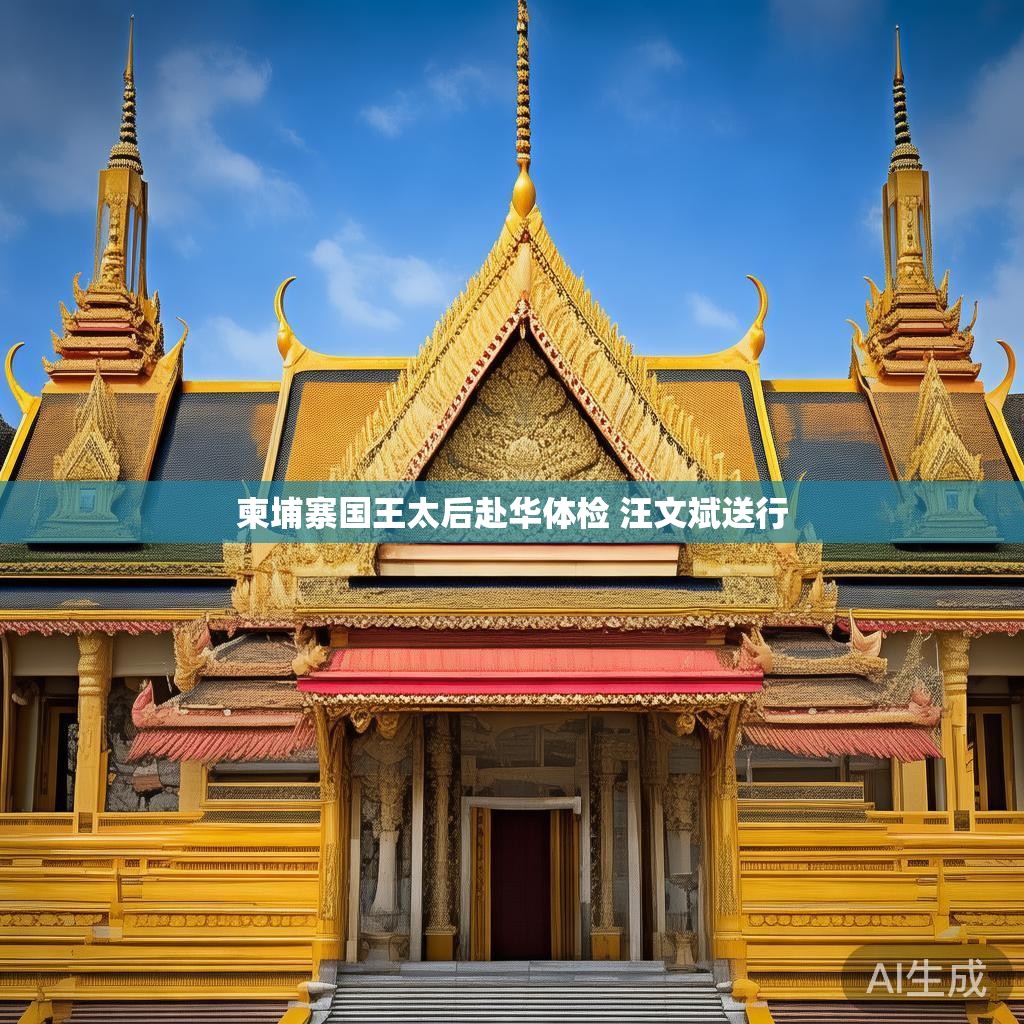 柬埔寨国王太后赴华体检 汪文斌送行