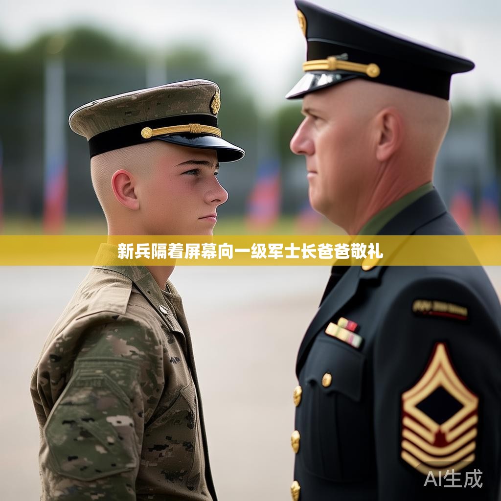 新兵隔着屏幕向父亲敬礼